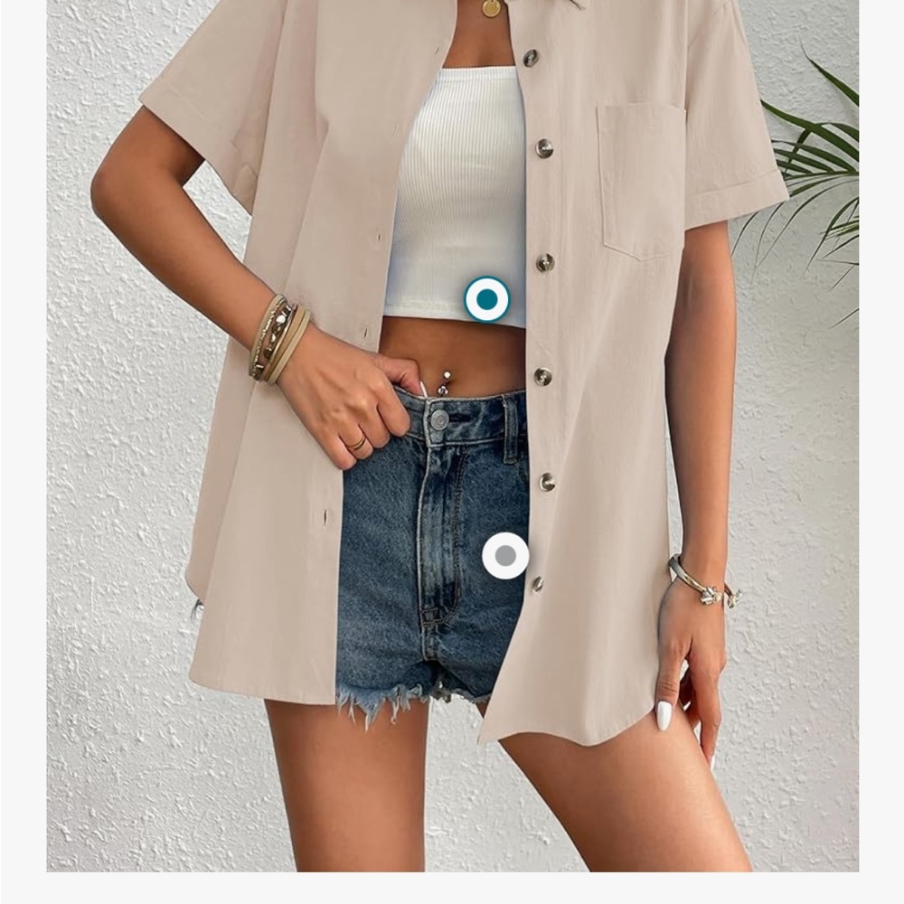 Zeagoo Light Tan Button-Down Short Sleeve Shirt